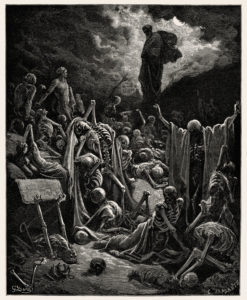 Engraving of "The Vision of The Valley of The Dry Bones" by Gustave Doré